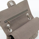 CHANEL Matelasse Chain Shoulder Bag Cotton Gray Silver CC Auth mr2778-15