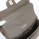 CHANEL Matelasse Chain Shoulder Bag Cotton Gray Silver CC Auth mr2778-16