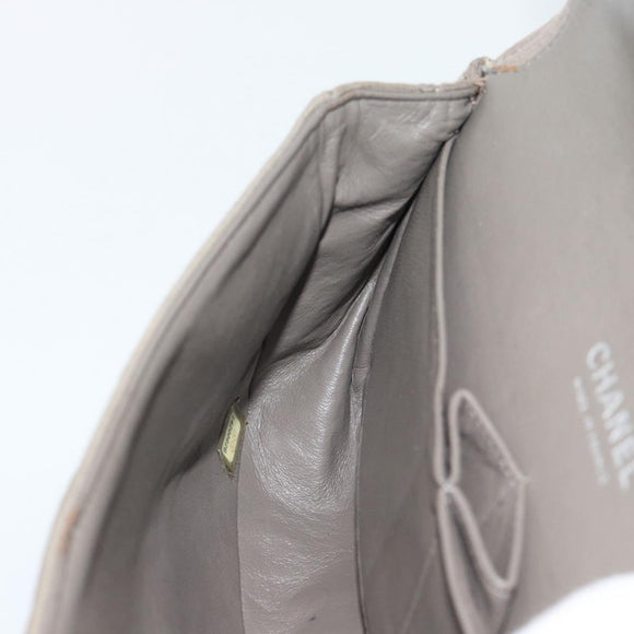 CHANEL Matelasse Chain Shoulder Bag Cotton Gray Silver CC Auth mr2778