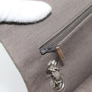 CHANEL Matelasse Chain Shoulder Bag Cotton Gray Silver CC Auth mr2778-23
