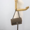 CHANEL Matelasse Chain Shoulder Bag Cotton Gray Silver CC Auth mr2778-29
