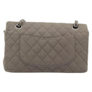 CHANEL Matelasse Chain Shoulder Bag Cotton Gray Silver CC Auth mr2778-3