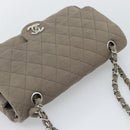 CHANEL Matelasse Chain Shoulder Bag Cotton Gray Silver CC Auth mr2778-6