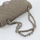 CHANEL Matelasse Chain Shoulder Bag Cotton Gray Silver CC Auth mr2778-7
