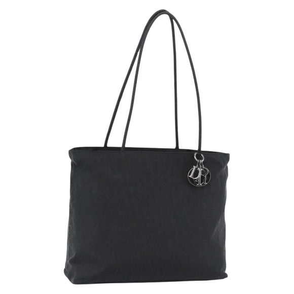 Christian Dior Trotter Canvas Tote Bag Nylon Black Silver Auth mr2779A