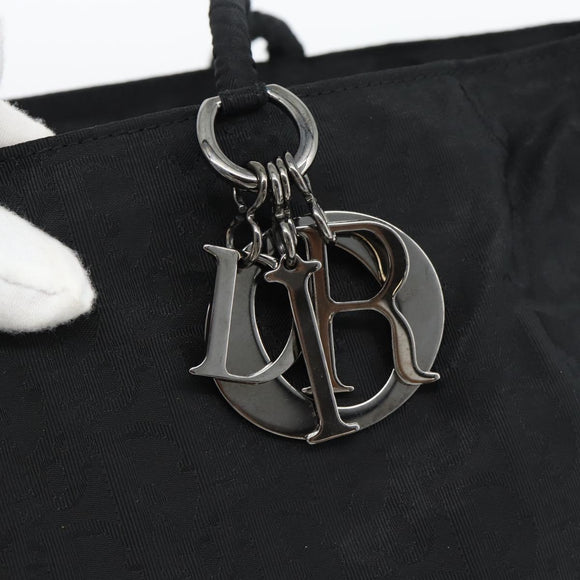 Christian Dior Trotter Canvas Tote Bag Nylon Black Silver Auth mr2779A