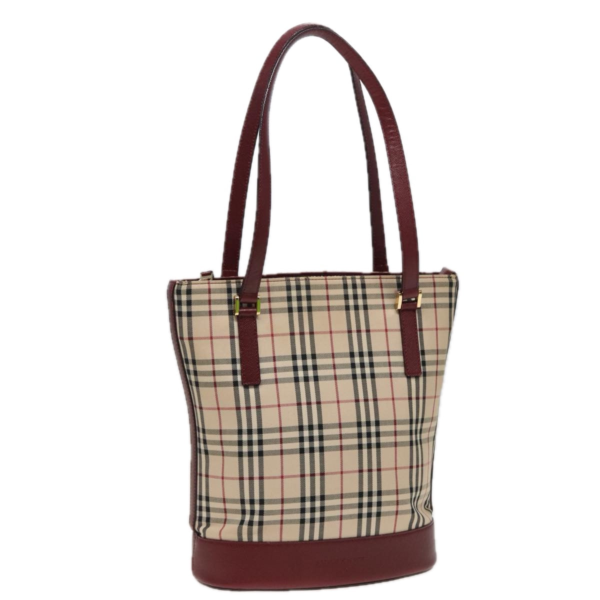 BURBERRY Nova Check Tote Bag Canvas Beige Auth mr278