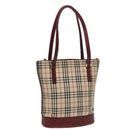 BURBERRY Nova Check Tote Bag Canvas Beige Auth mr278-1