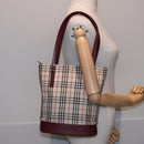 BURBERRY Nova Check Tote Bag Canvas Beige Auth mr278-25