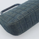 CHANEL 2.55 Choco Bar Line Hand Bag Canvas Blue CC Auth mr2780V-13