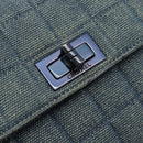 CHANEL 2.55 Choco Bar Line Hand Bag Canvas Blue CC Auth mr2780V-14
