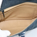 CHANEL 2.55 Choco Bar Line Hand Bag Canvas Blue CC Auth mr2780V-16