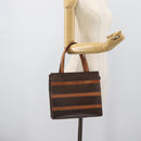 CELINE Macadam Canvas Hand Bag PVC Leather Brown Gold Auth mr2781-22