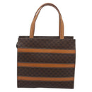 CELINE Macadam Canvas Hand Bag PVC Leather Brown Gold Auth mr2781-2
