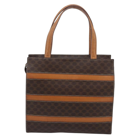 CELINE Macadam Canvas Hand Bag PVC Leather Brown Gold Auth mr2781