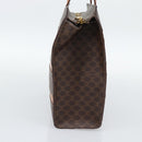 CELINE Macadam Canvas Hand Bag PVC Leather Brown Gold Auth mr2781-3
