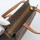 CELINE Macadam Canvas Hand Bag PVC Leather Brown Gold Auth mr2781-6
