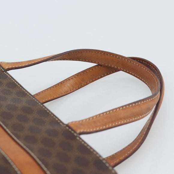 CELINE Macadam Canvas Hand Bag PVC Leather Brown Gold Auth mr2781