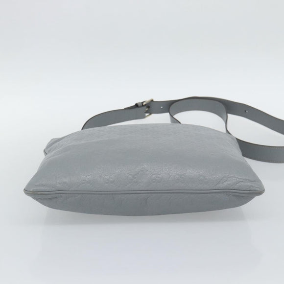 GUCCI GG Canvas Guccissima Shoulder Bag Leather Gray Gold 201446 Auth mr2782A