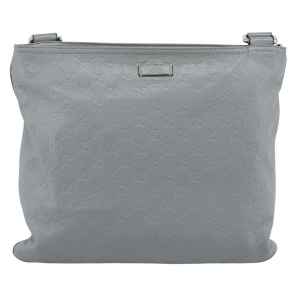 GUCCI GG Canvas Guccissima Shoulder Bag Leather Gray Gold 201446 Auth mr2782A