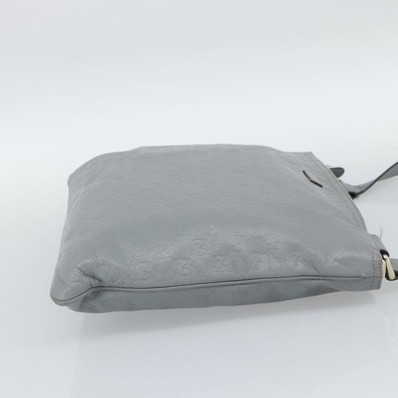 GUCCI GG Canvas Guccissima Shoulder Bag Leather Gray Gold 201446 Auth mr2782A