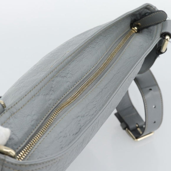 GUCCI GG Canvas Guccissima Shoulder Bag Leather Gray Gold 201446 Auth mr2782A