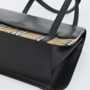 BURBERRY Nova Check Hand Bag Canvas Leather Black Silver Auth mr2783-9