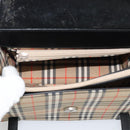 BURBERRY Nova Check Hand Bag Canvas Leather Black Silver Auth mr2783-11