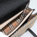 BURBERRY Nova Check Hand Bag Canvas Leather Black Silver Auth mr2783-12