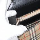 BURBERRY Nova Check Hand Bag Canvas Leather Black Silver Auth mr2783-20