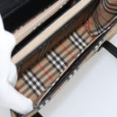 BURBERRY Nova Check Hand Bag Canvas Leather Black Silver Auth mr2783-22