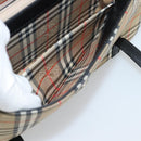 BURBERRY Nova Check Hand Bag Canvas Leather Black Silver Auth mr2783-23