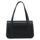 BURBERRY Nova Check Hand Bag Canvas Leather Black Silver Auth mr2783-2