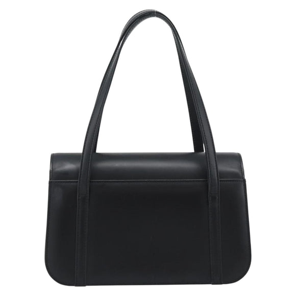 BURBERRY Nova Check Hand Bag Canvas Leather Black Silver Auth mr2783