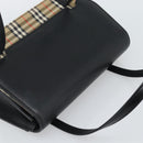 BURBERRY Nova Check Hand Bag Canvas Leather Black Silver Auth mr2783-6