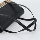 BURBERRY Nova Check Hand Bag Canvas Leather Black Silver Auth mr2783-7