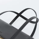 BURBERRY Nova Check Hand Bag Canvas Leather Black Silver Auth mr2783-8