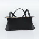 BURBERRY Nova Check Hand Bag Canvas Leather Black Silver Auth mr2783-5