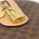 CELINE Macadam Canvas Boston Bag PVC Leather Brown Gold Auth mr2784A-14