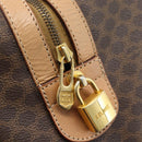 CELINE Macadam Canvas Boston Bag PVC Leather Brown Gold Auth mr2784A-15