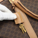 CELINE Macadam Canvas Boston Bag PVC Leather Brown Gold Auth mr2784A-16