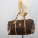 CELINE Macadam Canvas Boston Bag PVC Leather Brown Gold Auth mr2784A-18