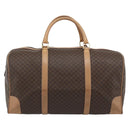 CELINE Macadam Canvas Boston Bag PVC Leather Brown Gold Auth mr2784A-3