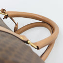 CELINE Macadam Canvas Boston Bag PVC Leather Brown Gold Auth mr2784A-8