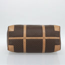CELINE Macadam Canvas Boston Bag PVC Leather Brown Gold Auth mr2784A-9