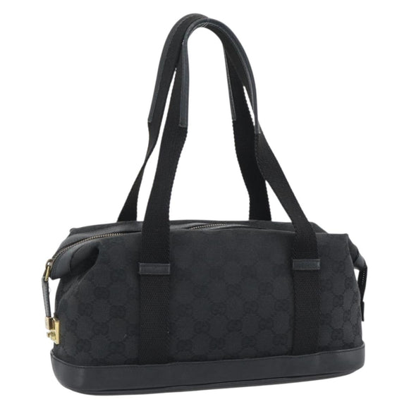 GUCCI GG Canvas Hand Bag Black Gold 92734 Auth mr2785A
