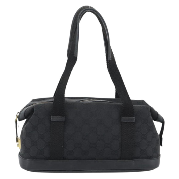 GUCCI GG Canvas Hand Bag Black Gold 92734 Auth mr2785A