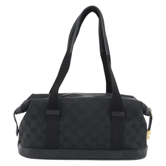 GUCCI GG Canvas Hand Bag Black Gold 92734 Auth mr2785A