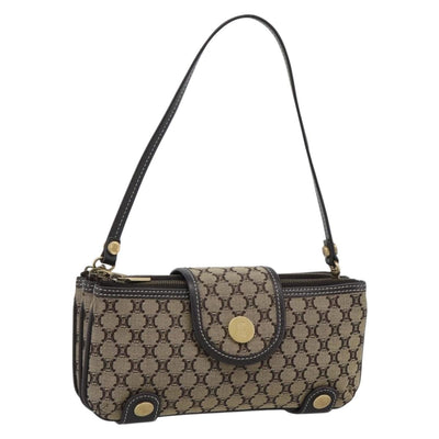 CELINE Macadam Canvas Hand Bag Brown Gold Auth mr2790V