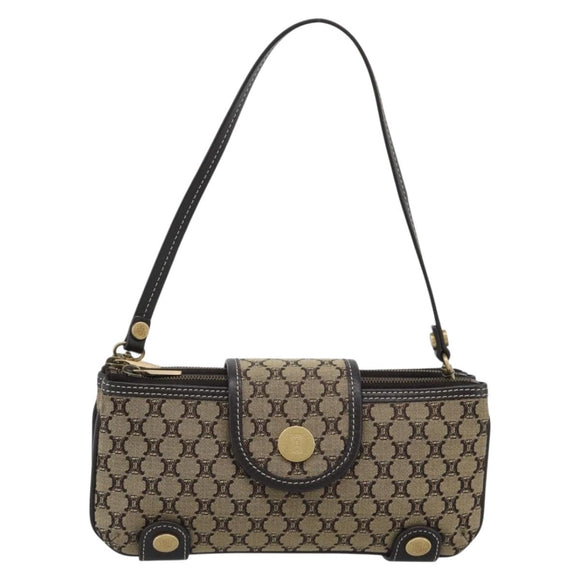 CELINE Macadam Canvas Hand Bag Brown Gold Auth mr2790V